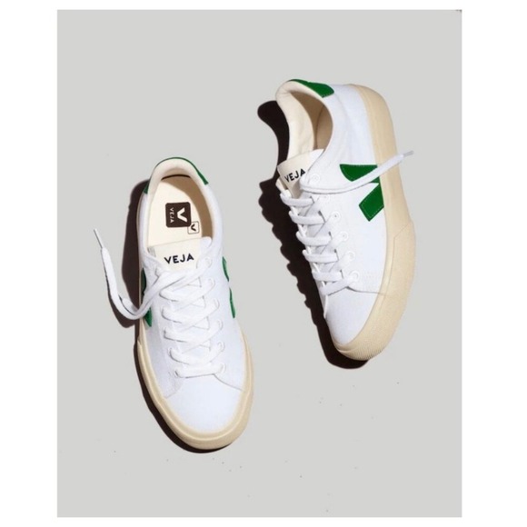 Veja Shoes - Veja Campo Sneakers White Emerald Green Preppy Boho Neutral Elevated Basic 7